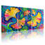Tableau sur toile à motif abstrait de feuilles de ginkgo, style psychédélique vibrant (lot de 3)-98123954