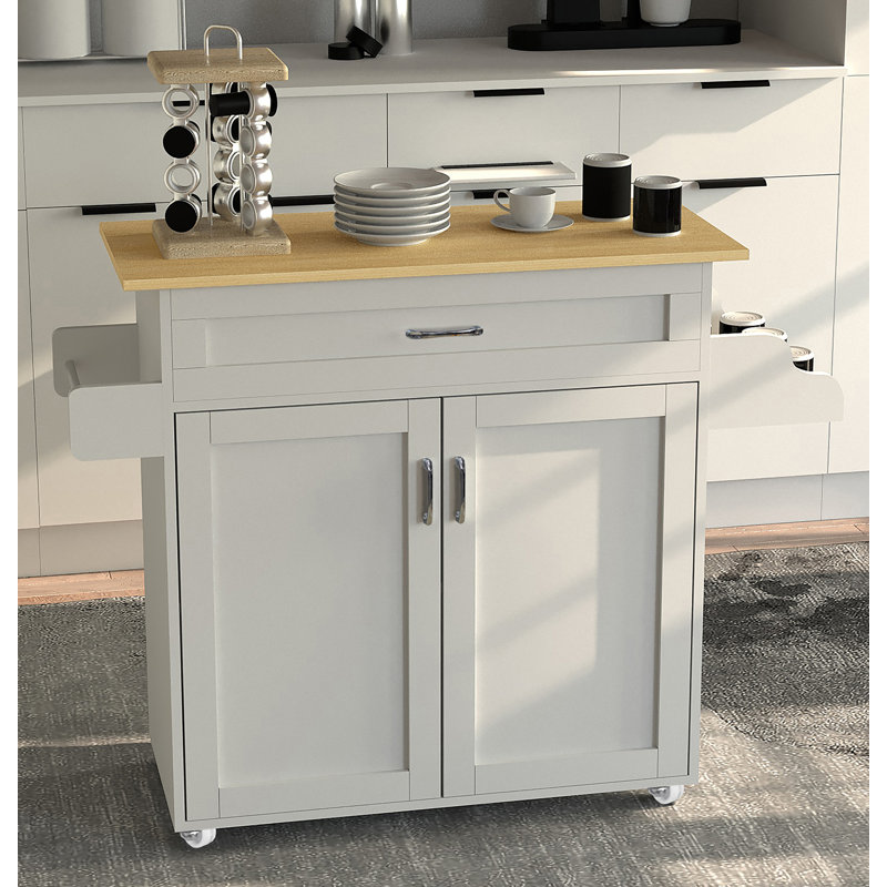 Sykesville Wood Kitchen Cart, White