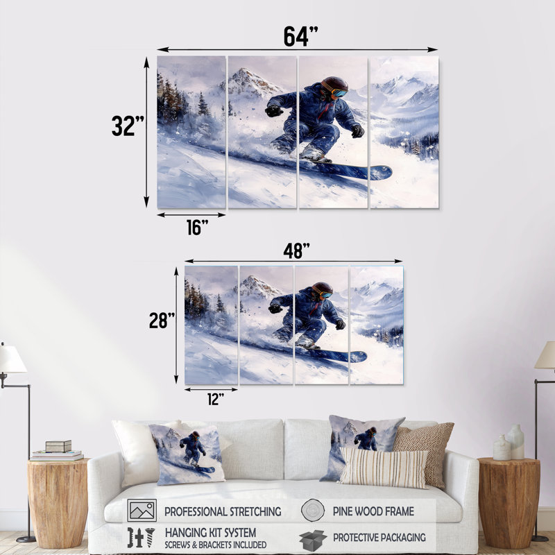Ensemble de salon blanc avec planche à neige blanche Big Air, H 32 po x l 64 po