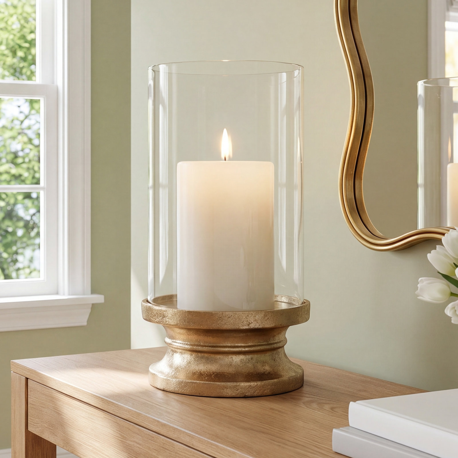 Barrow Glass Hurricane Candle Holder, 15.5" H x 8.25" W x 8.25" D