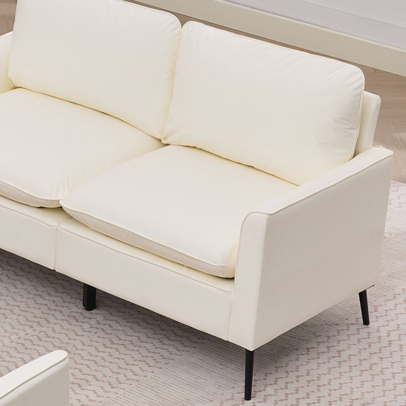 Causeuse en cuir TS Cat, Cream Faux Leather