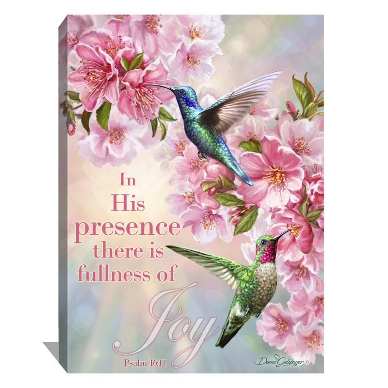 Art mural sur toile Hummingbirds in Spring with Scripture, H 24 po x l 18 po x P 1 po