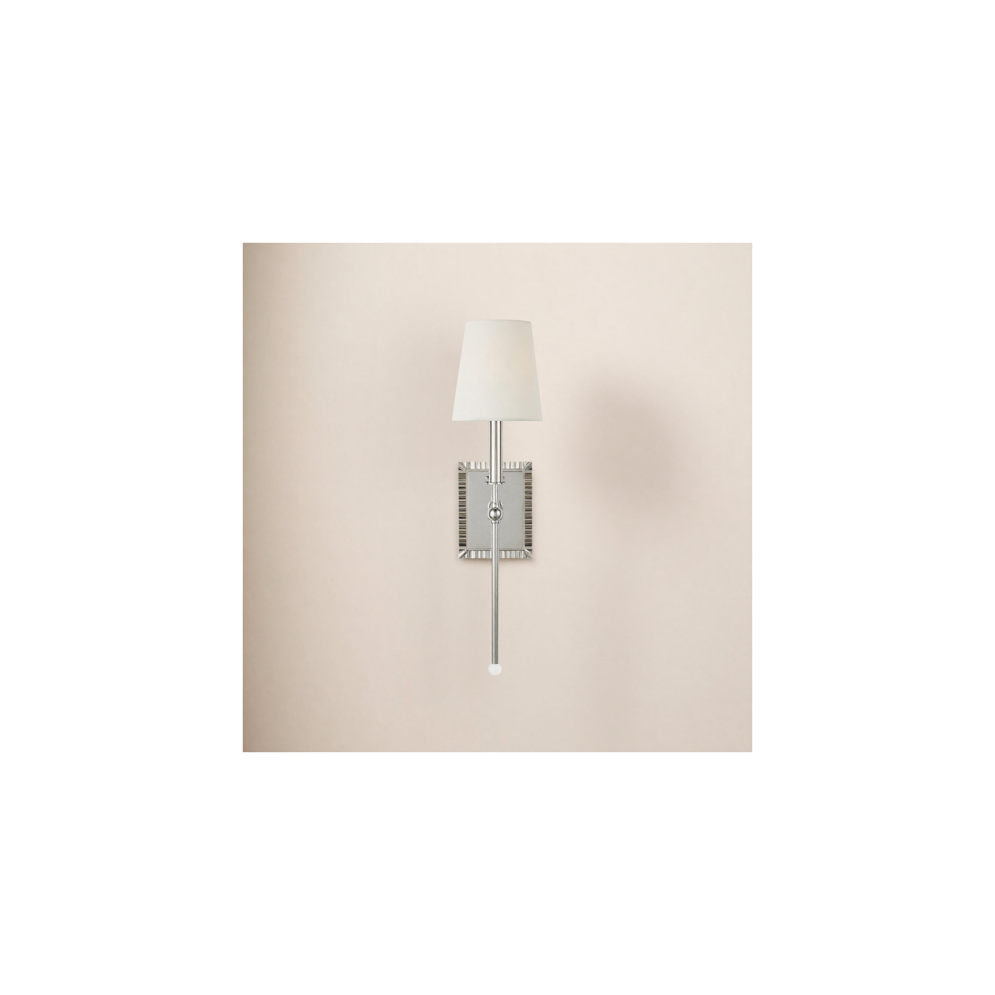 Tavernier Single Light Steel Dimmable Armed Sconce, Polished Nickel