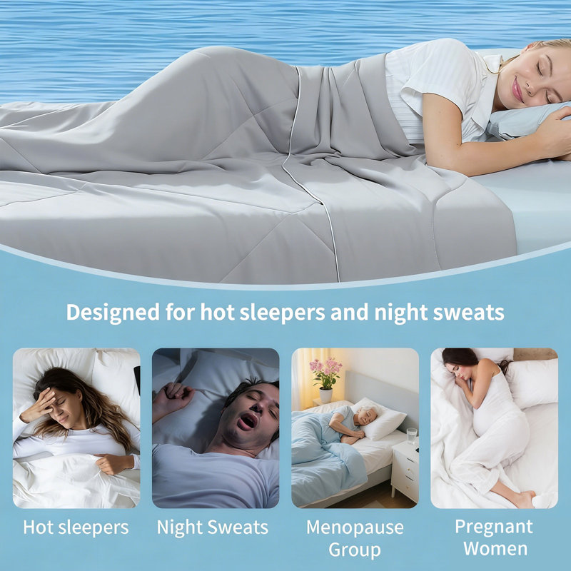 Super Cooling Blanket Summer Comforter Lightweight Breathable 320 GSM Cold Blanket for Hot Sleepers., Light Gray, 230 x 230cm