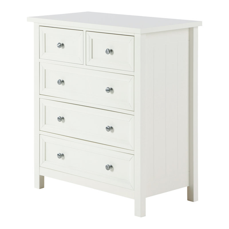 Jarin 84cm W 5 - Drawer Chest of Drawers, White