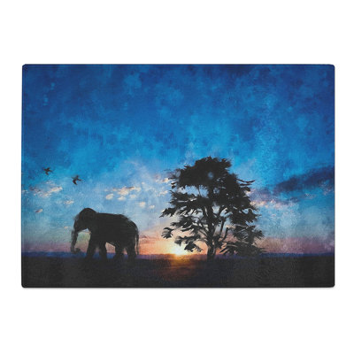 Elephant at Sunset Painting Chopping Board