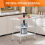 Table de travail en acier inoxydable avec roulettes 24 x 36 pouces Table de préparation des aliments en métal avec 2 tablettes réglables pour la cuisine commerciale, l'extérieur