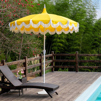 7.5-ft Aluminum Yellow Market Patio Pagoda Umbrella With Carrying Bag