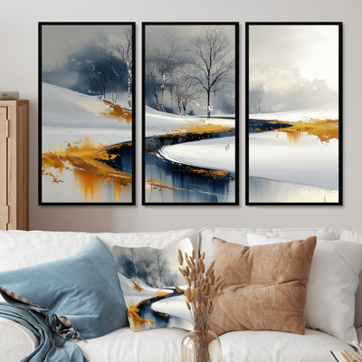 «Gold Frosted Morning I», ensemble d'art mural de Noël
