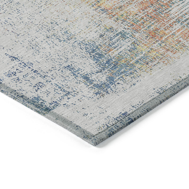 Tapis intérieur lavable abstrait 9 pi x 12 pi orange