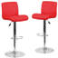Contemporary Vinyl Adjustable Height Barstool with Rolled Seat and Chrome Base-2059449257