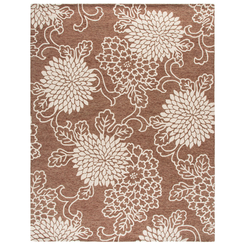 Dekanye Hand Tufted Wool Floral Rug, Rectangle 8' x 10'