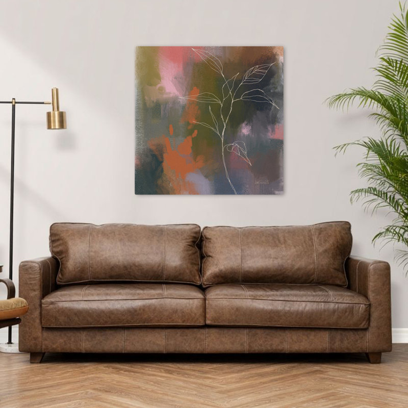 Art abstrait abstrait botanique contemporain, H 36 po x l 36 po