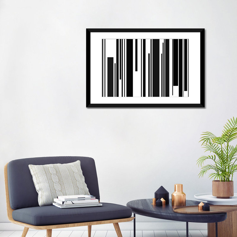 « striped piano keys », impression sur toile, H 16 po x l 24 po x P 1 po, Papier d'art encadré noir, Blanc