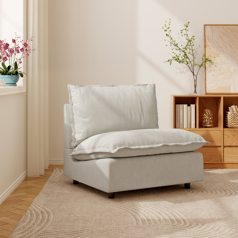 Chaise sans accoudoirs en lin Gracey, Beige