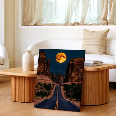 «Desert Road Full Moon Canyon Night Sky», reproduction d'art sur toile pour le salon, la chambre à coucher, le bureau, le couloir et la galerie d'appartements, décor de maison moderne