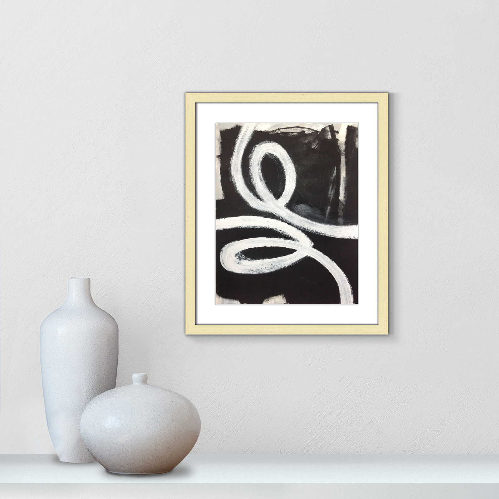 Swirly Swirls I Print, 19" H x 16" W x 0.75" D, Gold Matted Picture Framed