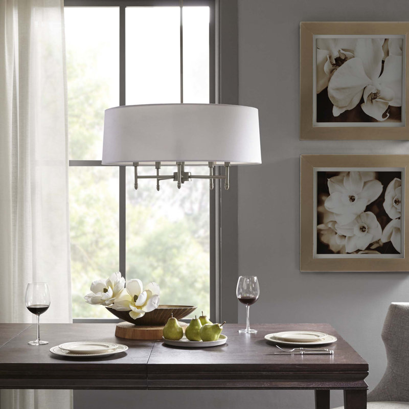 5-Light Drum Shade Chandelier, Silver