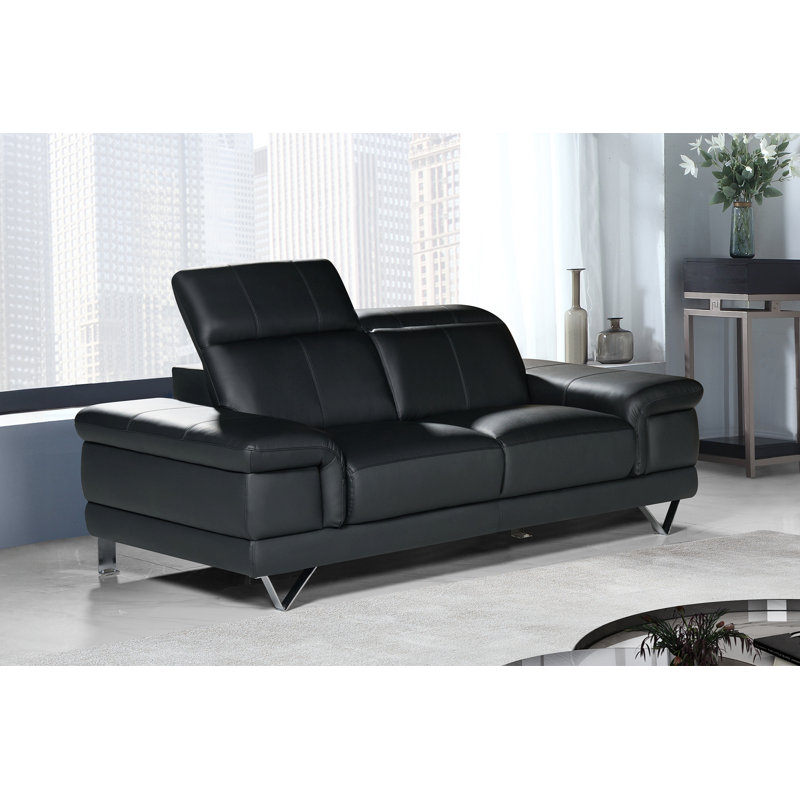 Genuine Leather Sofa, 2, Black