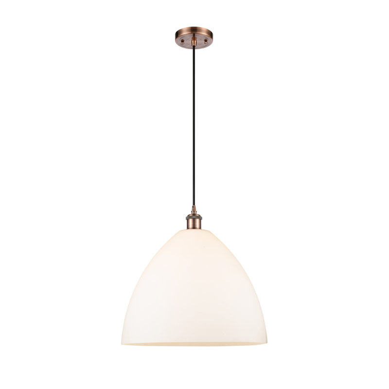 Haruka 1 - Light Single Pendant, White, 18.75" H x 16" W x 16" D, Antique Copper