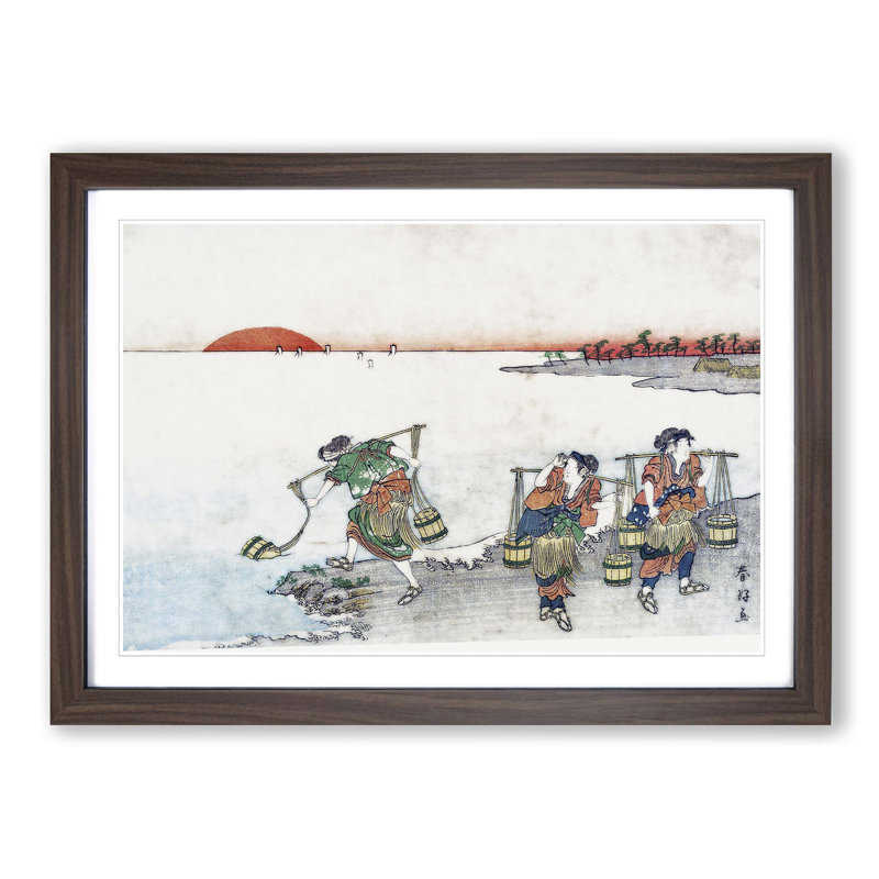 Water Carriers by Katsukawa Shunko - Picture Frame Painting Print, 48cm H x 65cm W x 2cm D, Walnut Framed