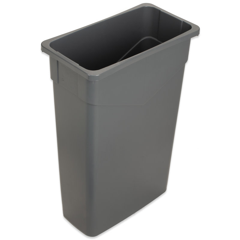 Gray Polyethylene Slim Rectangular 23-Gallon Waste Container
