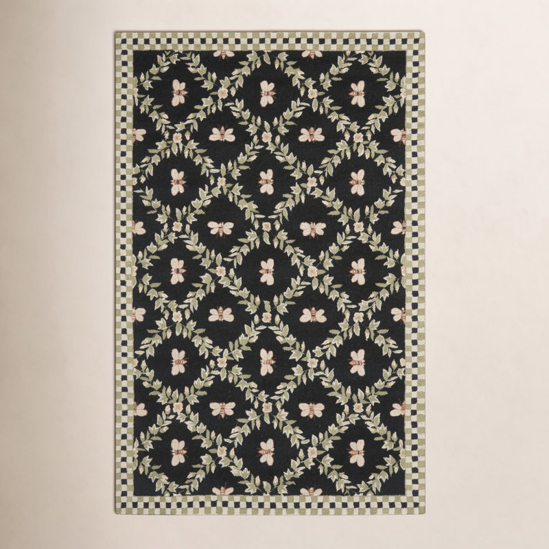 Obira Hand Hooked Wool Southwestern Rug, Rectangle 3'9" x 5'9"