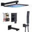 Black Shower System with Tub Spout Wall Mount 12”Rain Shower Head Shower Faucet Set