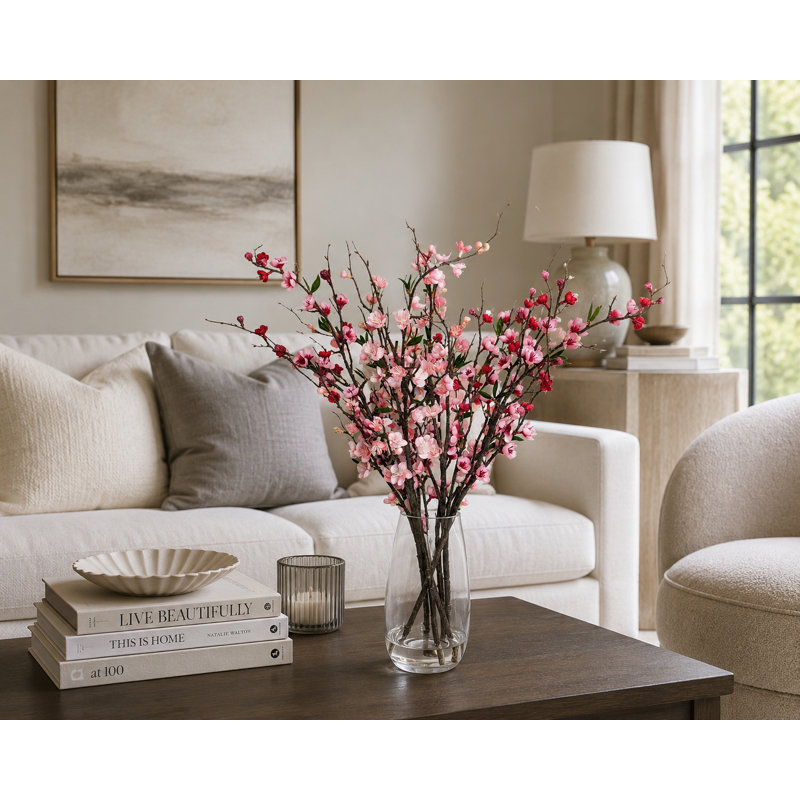 Cherry Blossom Arrangement in Faux Water Vase (7 Stems included)