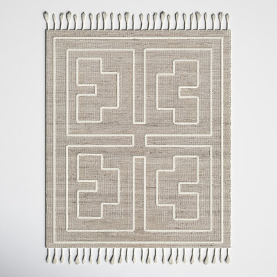 Rodriguez Handmade Flatweave Gray/White Area Rug