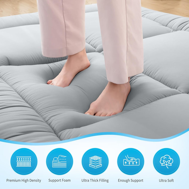 Japanese Futon Mattress,Floor Mattress Thicken Sleeping Mattress Foldable & Portable Roll Up Camping Mattress,Grey