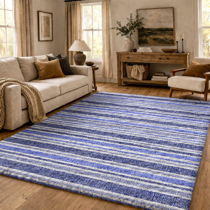 Tapis à poils longs de qualité supérieure lavable à la machine Dream ADS531, Bleu, 10 pi x 14 pi