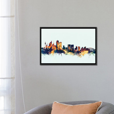 " Sydney, Australia On Blue " by Michael Tompsett