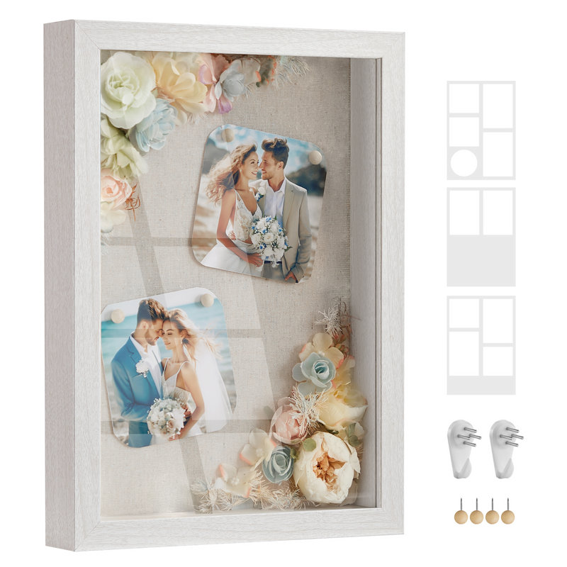 White Storage Shadow Box Picture Frame with Mat