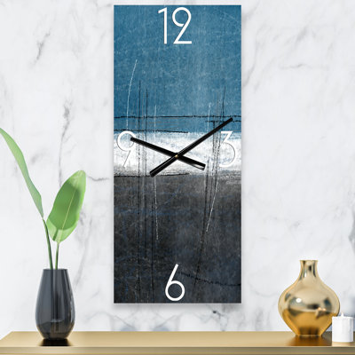 Bleu sarcelle rencontre l'art abstrait gris - horloge murale moderne
