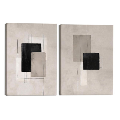Ensemble de 2 décorations murales neutres en toile géométrique 12 x 16 pouces