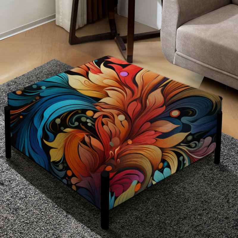 Vibrant Fusion à motif cachemire - Grand repose-pieds carré à motif cachemire