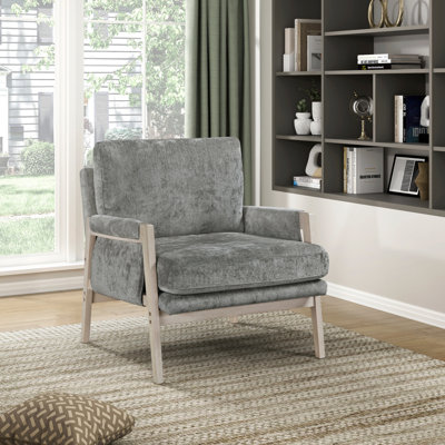 Chaise d'appoint Modern Home avec tissu en chenille, structure en bois massif et coussins réversibles pour une assise confortable