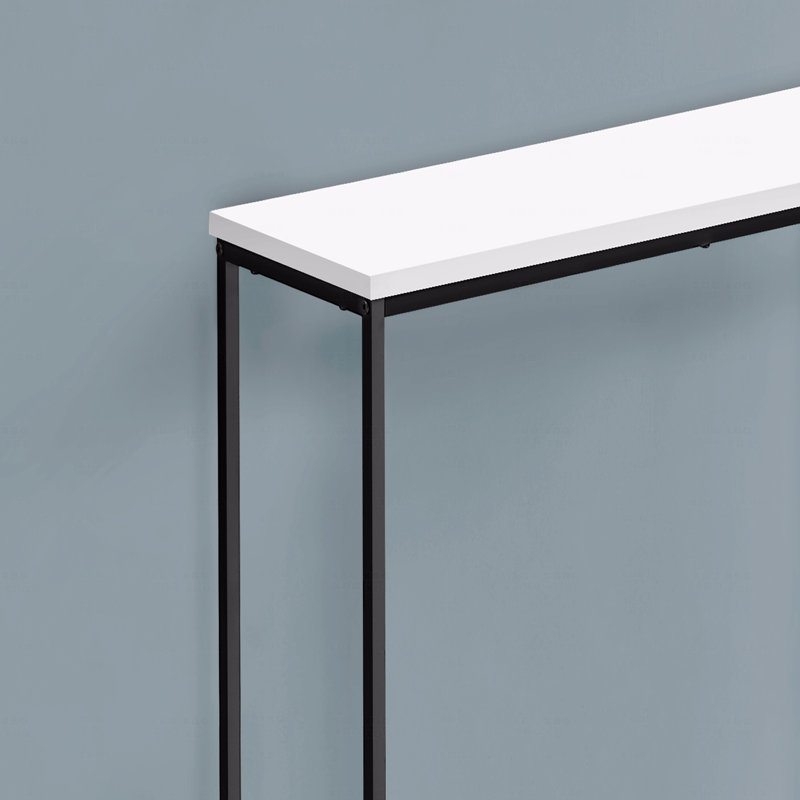 Accent Table Console Entryway Narrow Sofa Living Room Bedroom Metal Laminate, White, Black