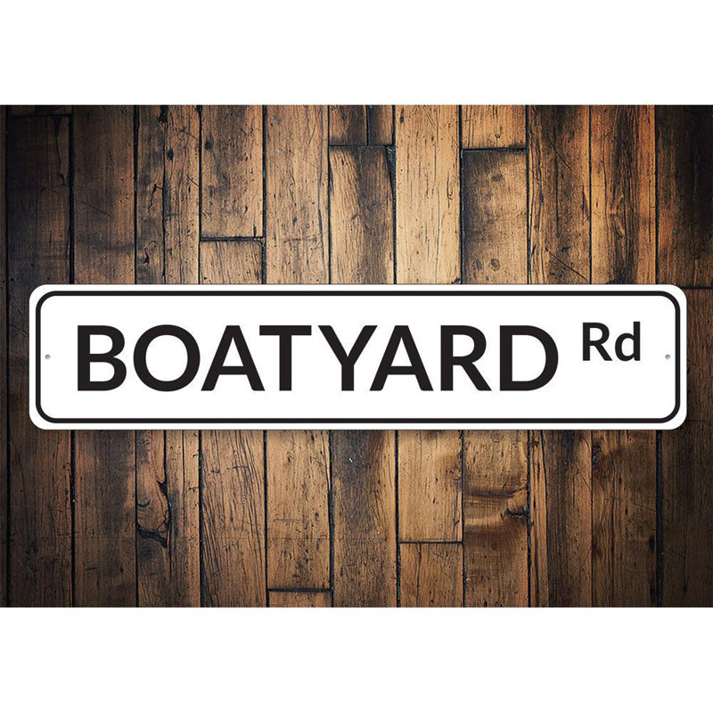 Enseigne en aluminium personnalisée Boatyard Road, H 4 po x l 18 po x P 0,04 po