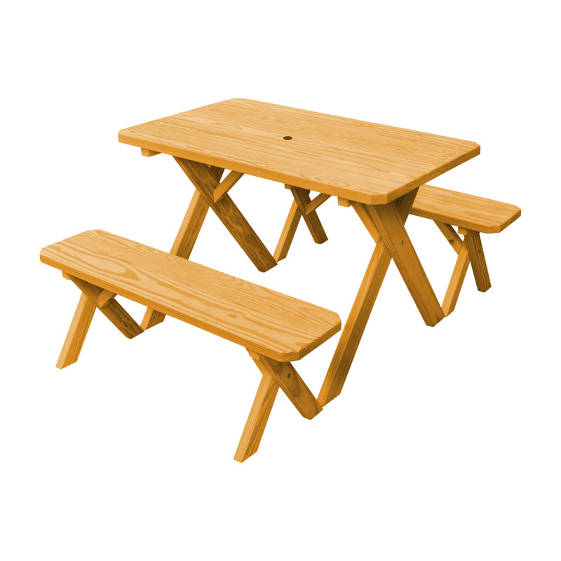 Table de pique-nique en bois massif Riverhead, Teinture naturelle