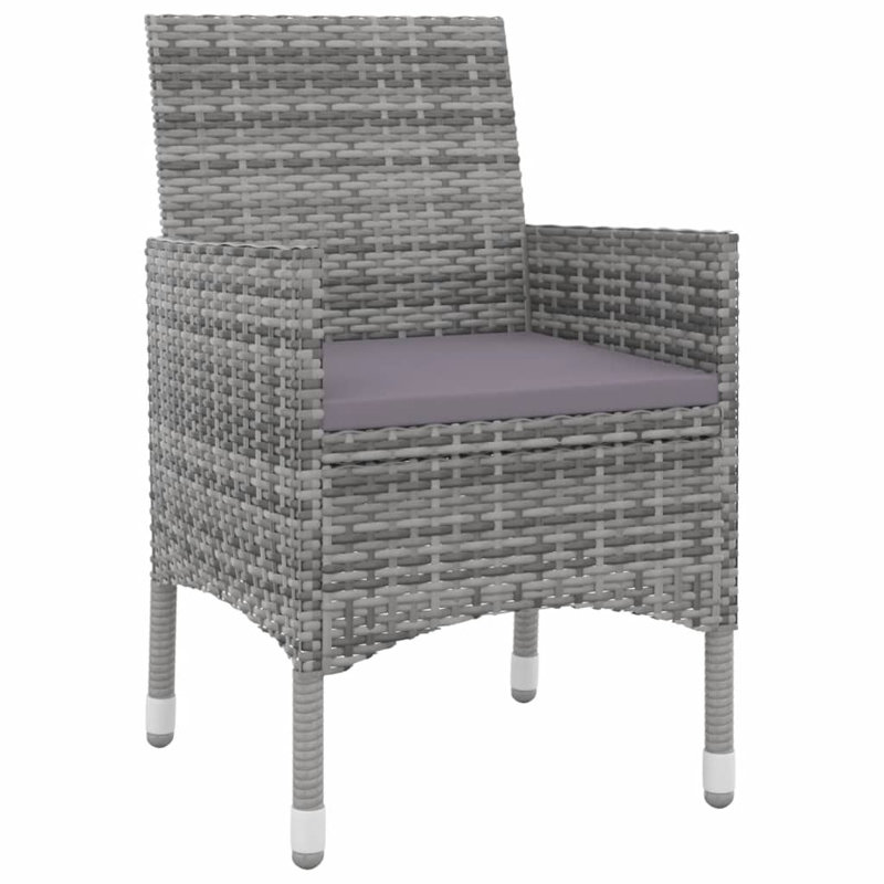 6 - Person Acacia Wicker Patio Dining Set with Rectangular Table, Gray