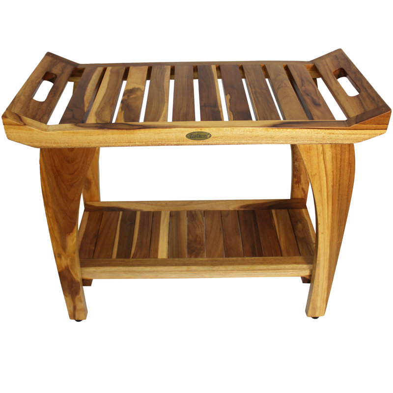 EcoDecors, 30 po, banc de douche en teck, hauteur prolongée, chaise de douche en bois, banc de douche imperméable, tabouret en teck