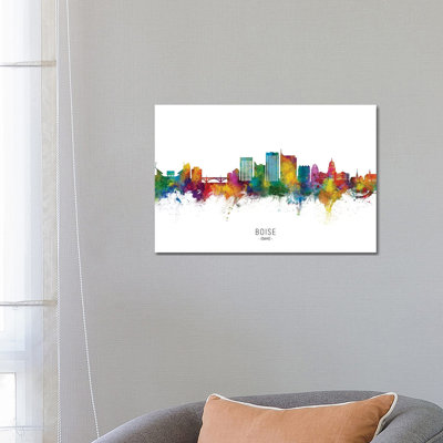 Boise Idaho Skyline City Name by Michael Tompsett - Print on Canvas