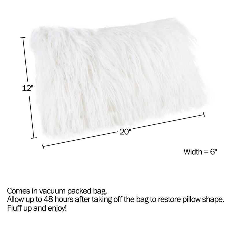 Bund163 - Coussins lombaires en fausse fourrure 12 x 20, Blanc