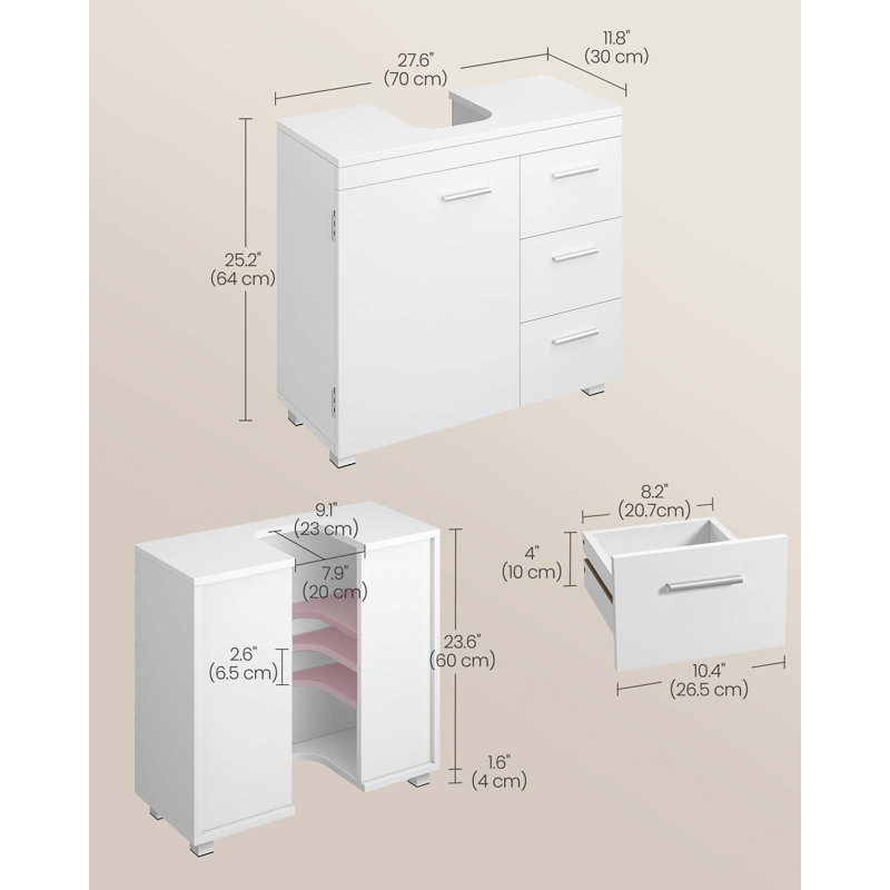 Samiras Freestanding Under Sink Cabinet, White