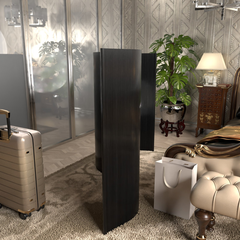 Siena Rolling Bamboo Room Divider, Black, 4 ft. Short