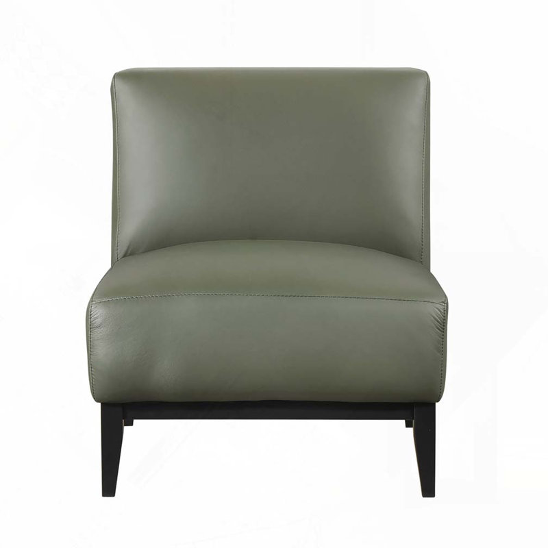 Fauteuil d'appoint en cuir et bois massif