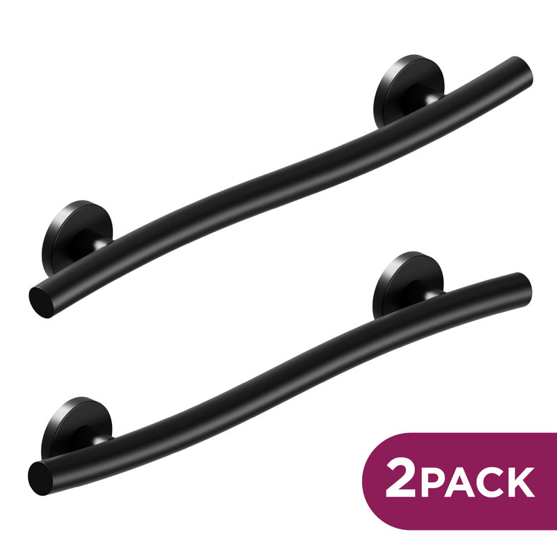 (2x Pack) Wave Grab Bar (24in), Left and Right Orientation, Matte Black