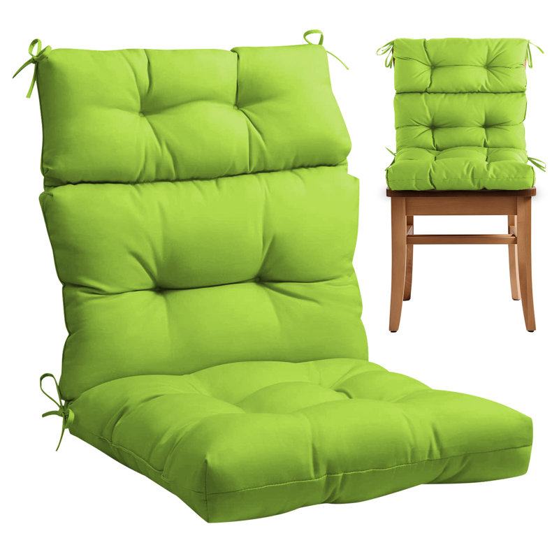 Outdoor/indoor Chair Seat Back Cushion, Foldable High Back Patio Chair Cushion Seat Back Rocking Chair Cushions Pads, Green